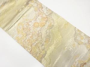 道長取りに草花・流水模様織り出し　袋帯